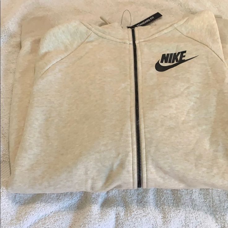 Nike Hoodie New W/Tags Nike Crew Neck Outerwear For Fall, Nike Hoodie For Fall Loungewear, Nike Casual Outerwear With Crew Neck, Nike Casual Fleece Track Jacket, Nike Track Jacket With Drawstring Hood For Fall, Nike Casual Track Jacket With Drawstring Hood, Fall Nike Hoodie Track Jacket, Casual Nike Fleece Track Jacket, Nike Casual Cream Outerwear