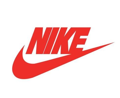 the nike logo is shown in red and white