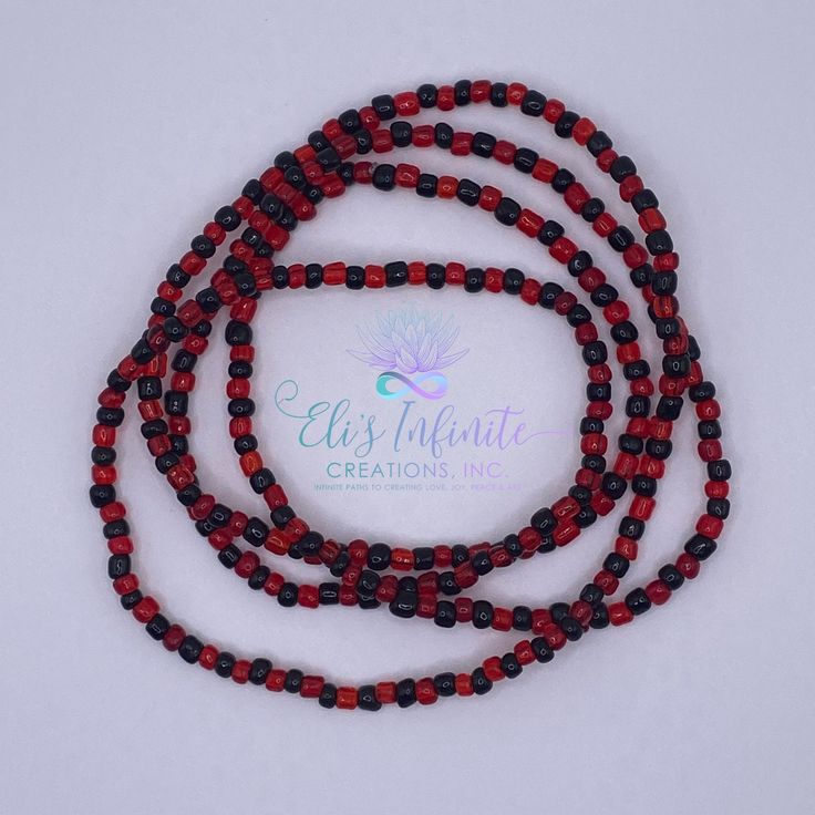 The Elekes of Eleggua can be made with either beading thread or line/pita. The beads are normal/large size being 6/0, transparent red and solid black. This is 1 red and black in repeat with no clasp only a tied closure. The finish product measures 21 inches. These Elekes of Eleggua serve as protection after the necessary ceremonies and rituals have been performed. Necklaces are made with you in mind and while in a positive environment and mindset. I do this to get you started with the best possi Black Wooden Beads For Beach, Red Beaded Bracelets With Black Beads For Festival, Adjustable Red Beaded Necklace With Black Beads, Traditional Red Beaded Bracelets For The Beach, Adjustable Red And Black Beaded Necklace, Traditional Red Beaded Necklaces For Beach, Bohemian Red Waist Beads As Gift, Bohemian Red Waist Beads As A Gift, Handmade Red Beads For Crafting