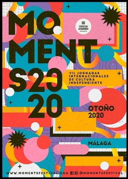 a poster with colorful shapes and the words mo menu s'20 on it