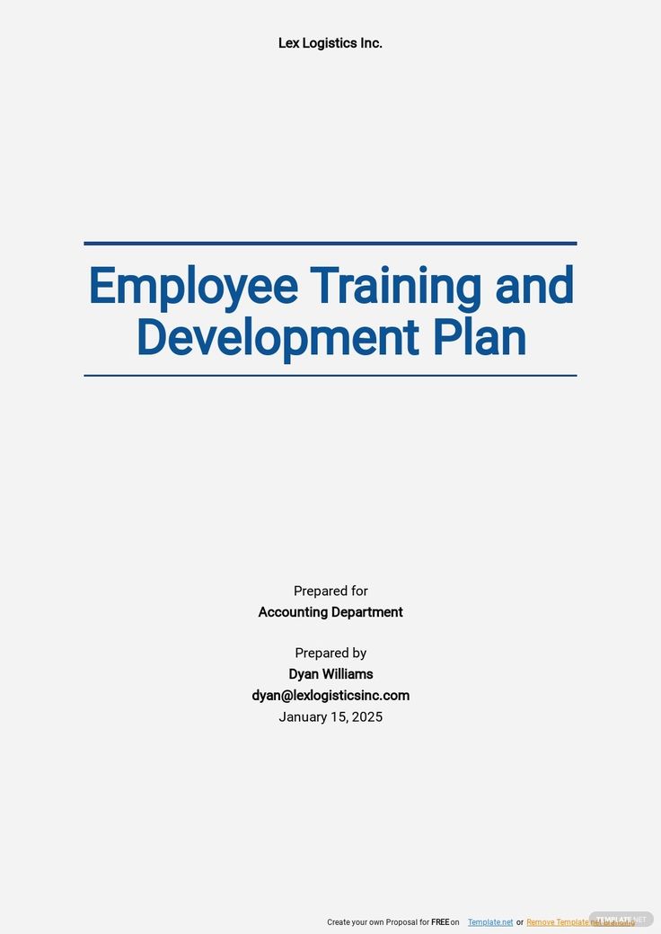 an employee training and development plan is shown in this document, with the title'employee training