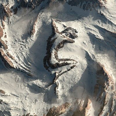 an aerial view of snow covered mountains with the word winter sleep written in it's center