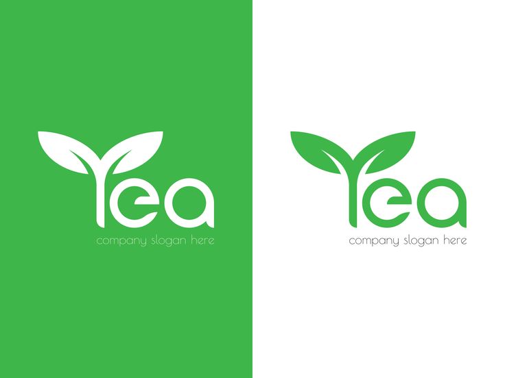 two logos for tea company with leaves