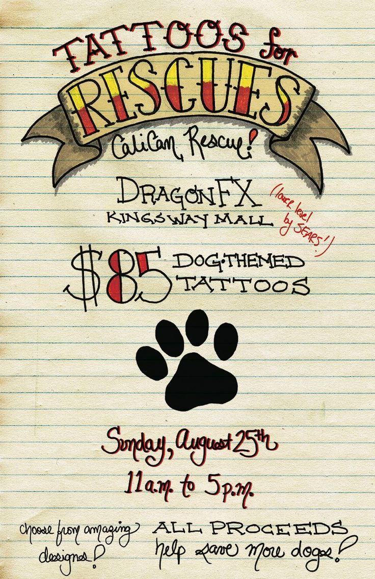 an advertisement for tattoos and rescue