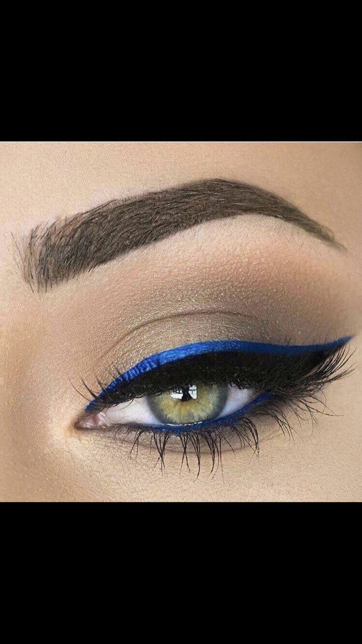 Navy Blue Simple Makeup, Royal Blue Hoco Makeup, Prom Makeup Royal Blue Dress, Royal Blue Prom Makeup For Brown Eyes, Royal Blue Prom Makeup Look, Blue Formal Makeup, Hoco Makeup Blue, Nails For A Navy Blue Dress, Royal Blue Dress Makeup Ideas