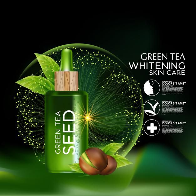 Health Product Ads, Product Social Media Design, Green Tea Product, Product Listing Design, Health Products Packaging, Skin Care Design, Health Packaging, Aesthetic Tumblr Backgrounds, Work Poster