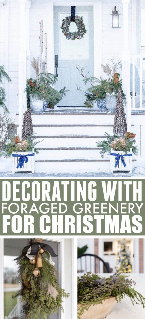 front porch decorated for christmas with wreaths and greenery