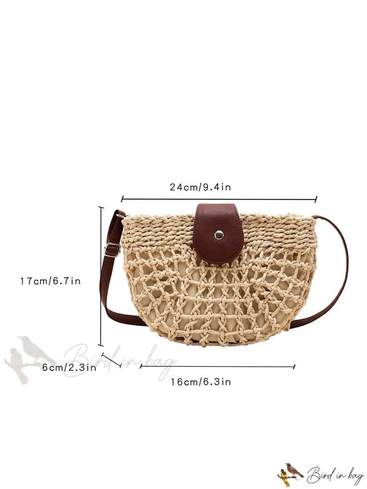 Bird in Bag - Beach Vacation Woven Straw Tote Bag Casual Beige Pouch Beach Bag, Casual Brown Satchel For Vacation, Casual Travel Straw Crossbody Bag, Casual Straw Crossbody Bag For Travel, Trendy Brown Crochet Bag For Vacation, Beige Pouch Bag For Summer, Beach Pouch Satchel In Beige, Summer Large Capacity Pouch Satchel, Summer Pouch Satchel With Large Capacity