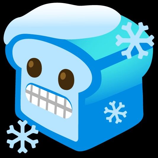 a blue box with snowflakes on it and an angry face in the middle