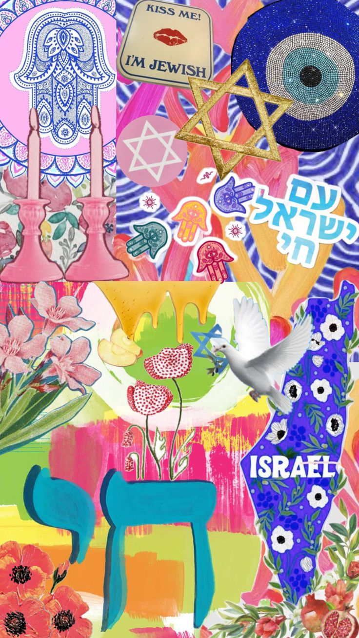 an artistic collage with flowers and symbols