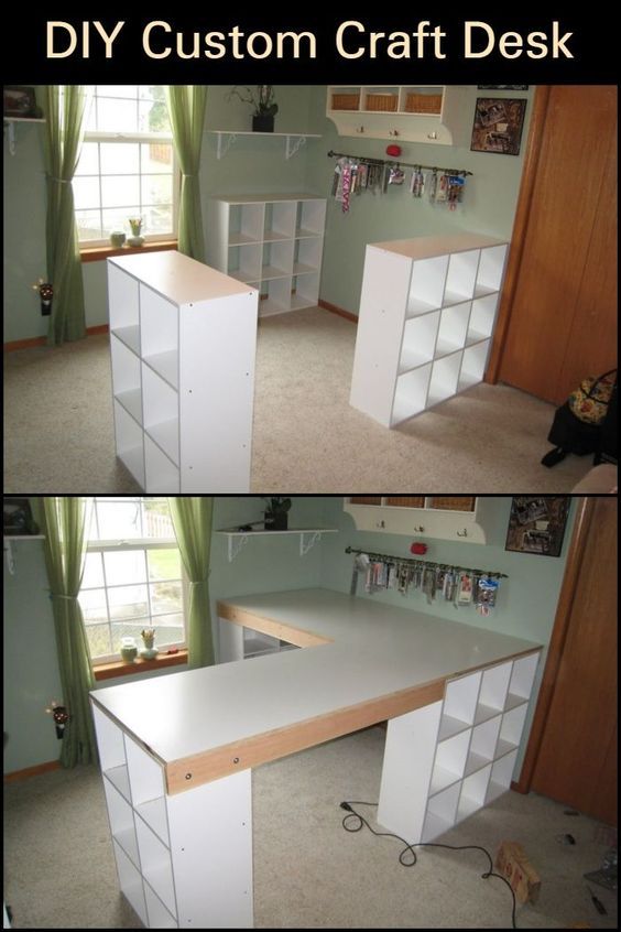 two pictures of the same desk in different stages of being painted white and showing how it looks like