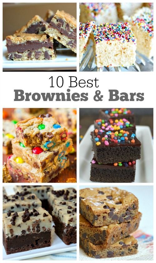 brownies and bars collage with the words 10 best brownies and bars