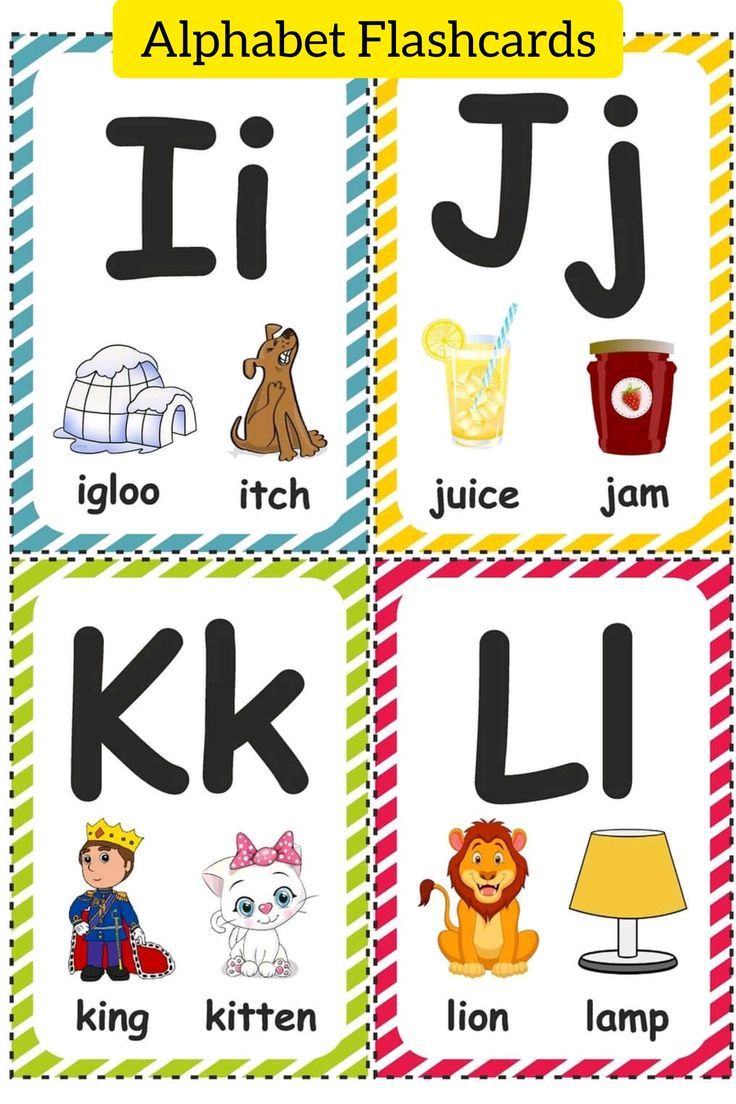 alphabet flashcards with pictures of animals and letters