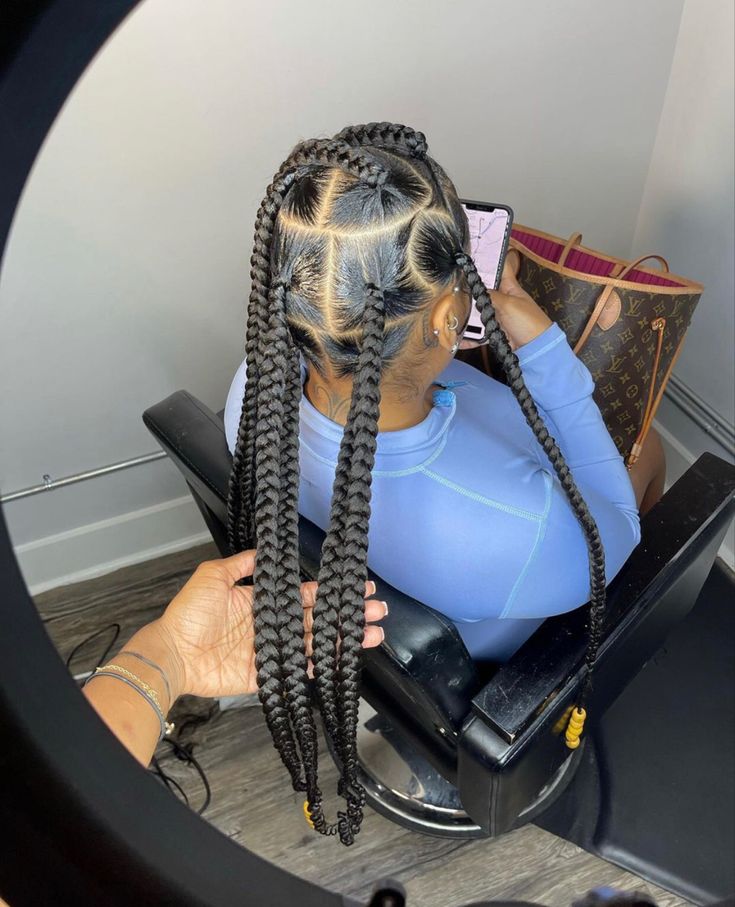 Easy Big Braids Hairstyles, Jayda Wayda Braids 5 Braids, Big Knotless Braids, Big Knotless Box Braids, Big Knotless, Black Kids Braids Hairstyles, Kids Braids, Sleek Ponytail Hairstyles, Big Box Braids Hairstyles