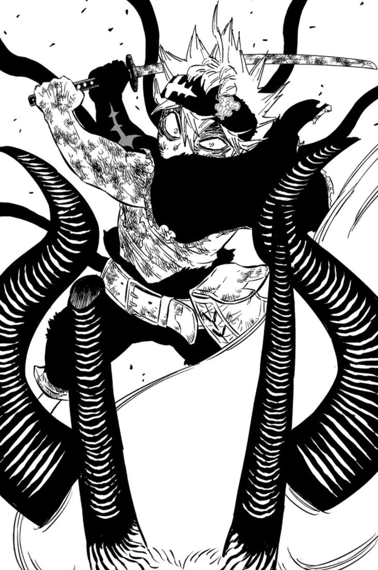 a black and white drawing of a demon