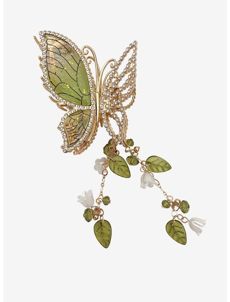 Thorn & Fable Bling Butterfly Leaf Claw Hair Clip | Hot Topic Cottagecore Accessories, Mushroom Hair, Claw Hair Clip, Disneyland Outfits, Fairy Hair, Butterfly Hair Clip, Claw Hair Clips, Butterfly Clips, Butterfly Hair