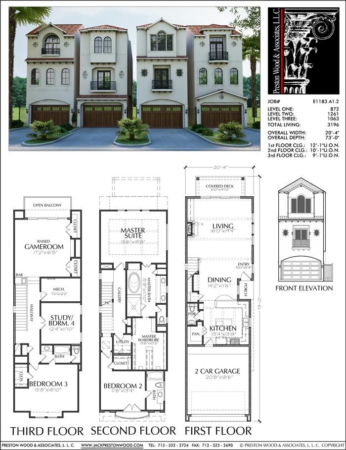 three story house plans with floor plans for two story houses in the middle of town