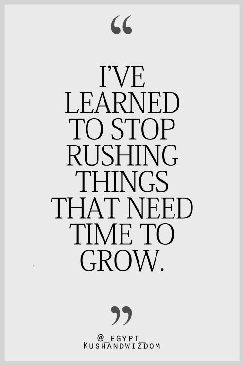 the quote i've learned to stop rushing things that need time to grow