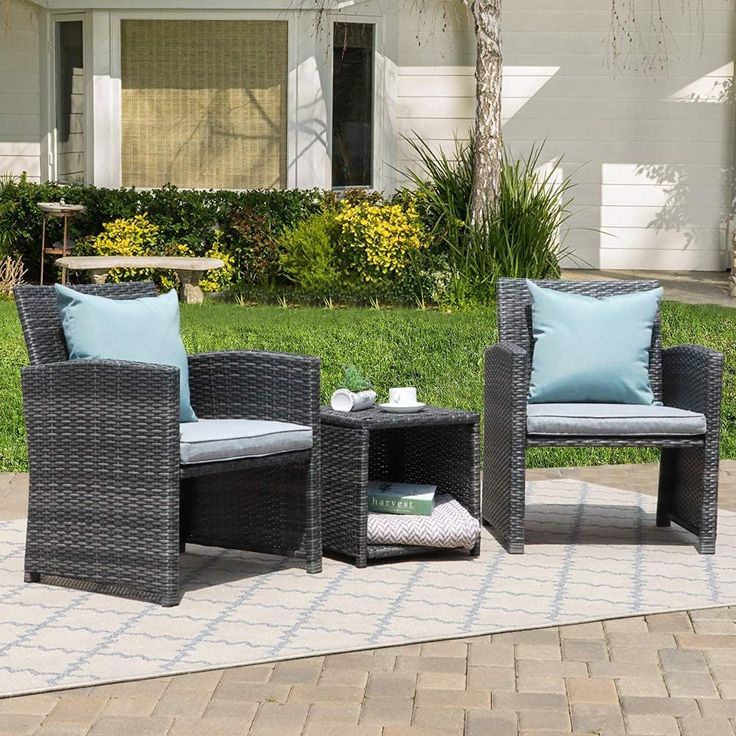 Wicker Conversation Set Brown Patio Furniture Set Wicker Table And Chairs, Porch Chairs, Storage Coffee Table, Outdoor Bistro Set, Outdoor Patio Furniture Sets, Patio Furniture Set, Outdoor Porch, Outdoor Wicker, Conversation Set Patio