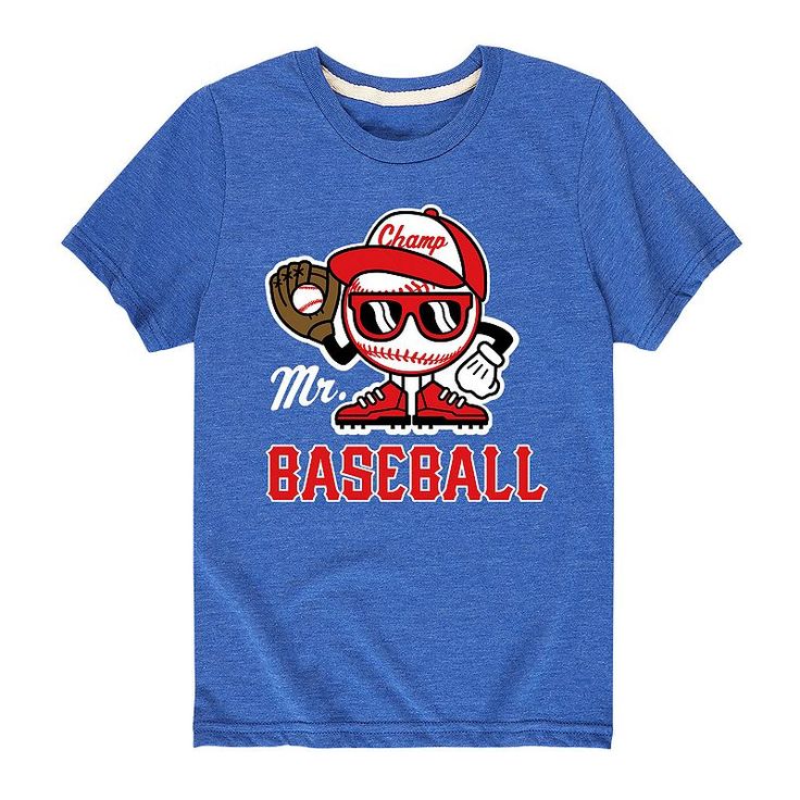 Give him a cool look with this Boys 8-20 Mr. Baseball Sports Tee. Give him a cool look with this Boys 8-20 Mr. Baseball Sports Tee. Crewneck Short sleevesFABRIC & CARE Solid colors: Cotton Heather colors: Cotton/ Polyester Machine wash Imported Size: X Large. Color: Med Blue. Gender: male. Age Group: kids. Pattern: Graphic. Cool Look, Sports Tee, Kids Pattern, Sports Tees, Sports Baseball, Baseball Shirts, Blue Gender, Pattern Graphic, Boy's Clothing