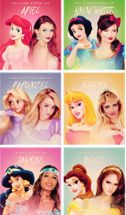 the disney princesses are all different colors