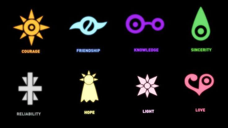 an image of different types of symbols on a black background