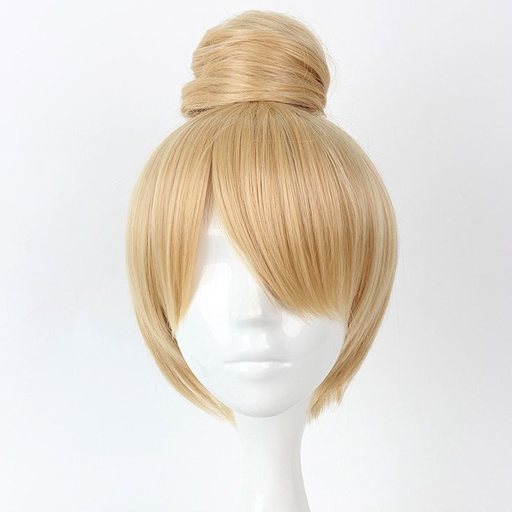 Item Function: 1. Good Quality: Gold Tone wigs for women with stylish design and outstanding looking. Made of heat resistant synthetic fiber, soft touch, and natural looking, just like your own real hair. Wigs for women with very stylish designs and pretty looking, make you more beautiful and confident, you will get tons of compliments with this cute wig. The comfortable wig cap with 2 adjustable straps, you can adjust its size to fit your head. The size fits most people. 2. Breathable Net: Brea Cap Short Hair, Tinker Bell Cosplay, Blonde Bun, Cheap Wigs, Halloween Wigs, Quality Wigs, Fancy Dress Accessories, Short Blonde, Tinker Bell