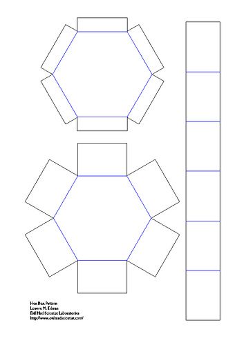 the paper box is cut out to look like hexagonals and has four sides