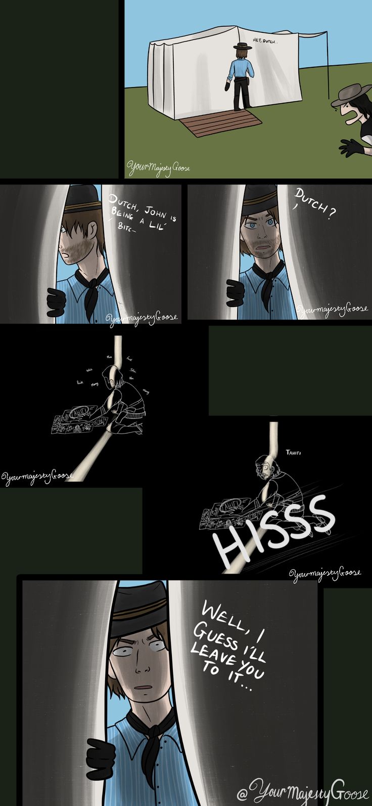 an animated comic strip shows the story of a man in blue shirt and black tie