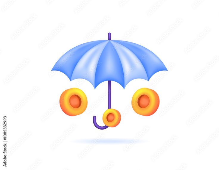 an umbrella with two oranges attached to it's sides and the top half is upside down