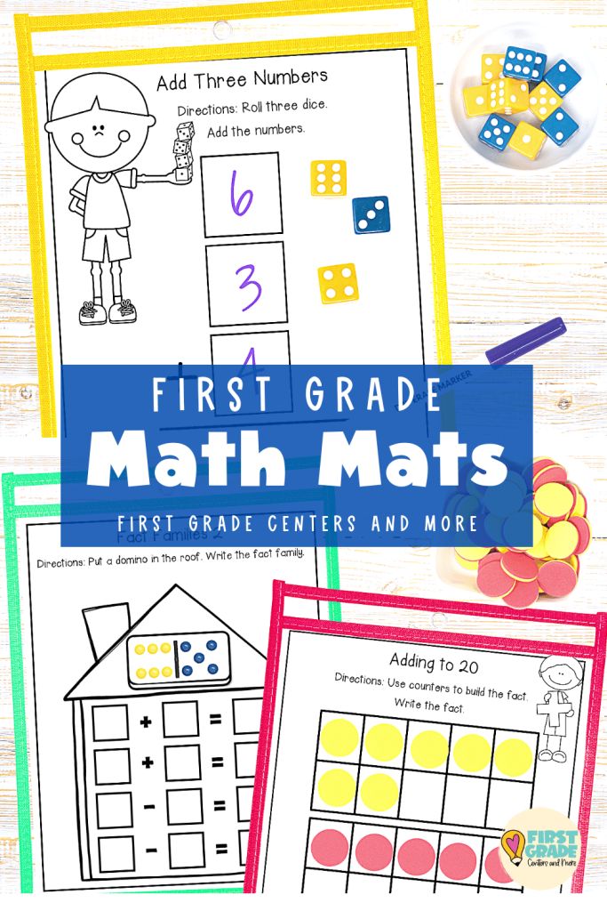 First Grade Math Mats First Grade Math Stations, First Grade Centers, Summer School Math, Centers First Grade, Doubles Facts, Math Mats, First Grade Math Worksheets, Algebraic Thinking, Learning Stations