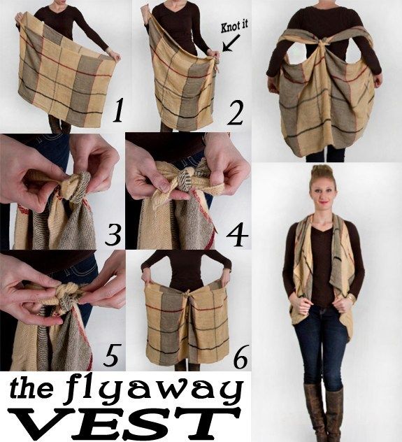 How To Wear A Blanket Scarf, Corak Menjahit, Scarf Vest, Tie A Scarf, Stile Preppy, شال كروشيه, Ways To Wear A Scarf, How To Wear A Scarf, Diy Vetement