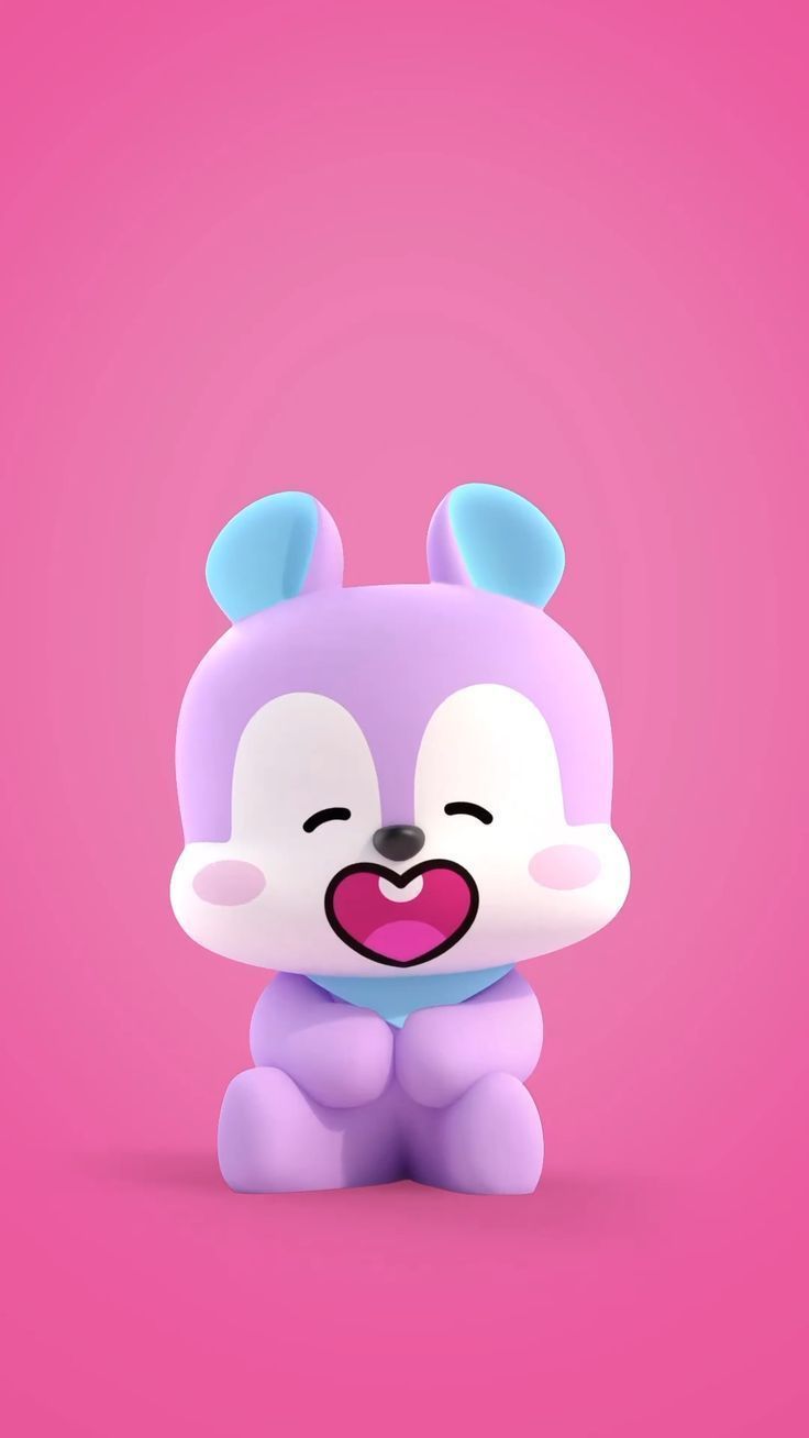 a purple and white animal sitting on top of a pink background