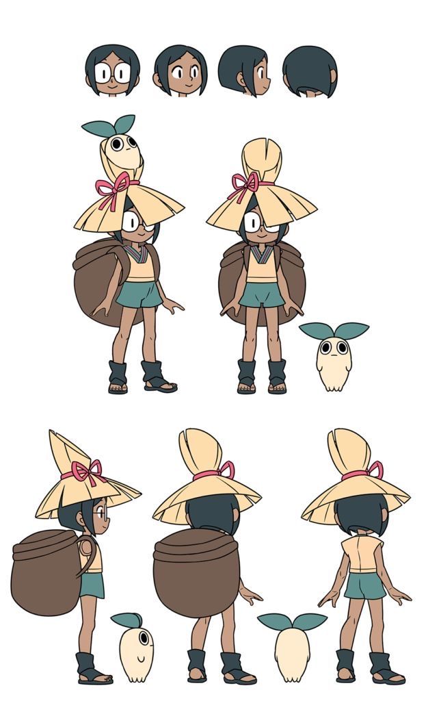 some cartoon character poses with different hats and body shapes, including the headgear