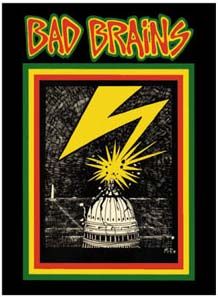 a black t - shirt with a lightning bolt on it and the words bad brains