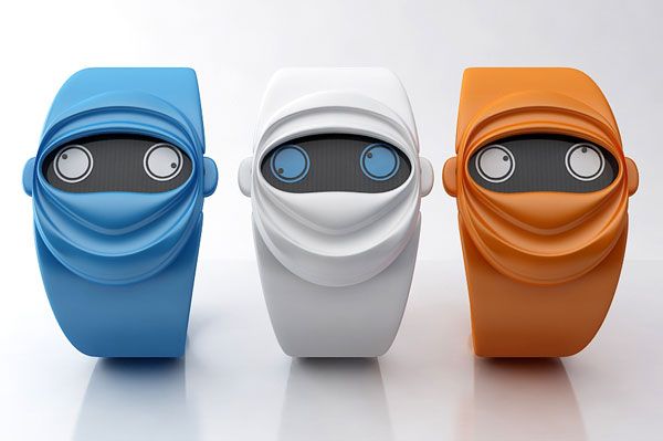 Ninja watches. The left eye shows the hour, the right eye the minutes. Definition Of Cute, Unusual Watches, Whatsapp Tricks, Fitness Armband, Cute Watches, Japan Design, Yanko Design, Telling Time, Kids Watches