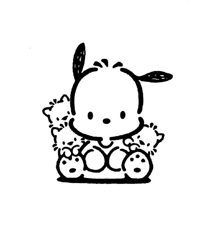 a black and white drawing of a baby sitting on top of a pile of stuffed animals