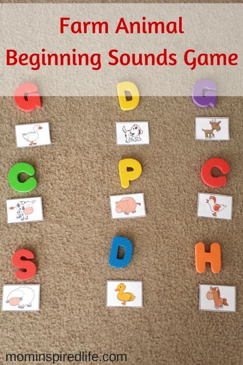 farm animal beginning sounds game for toddlers to play on the floor with letters and numbers