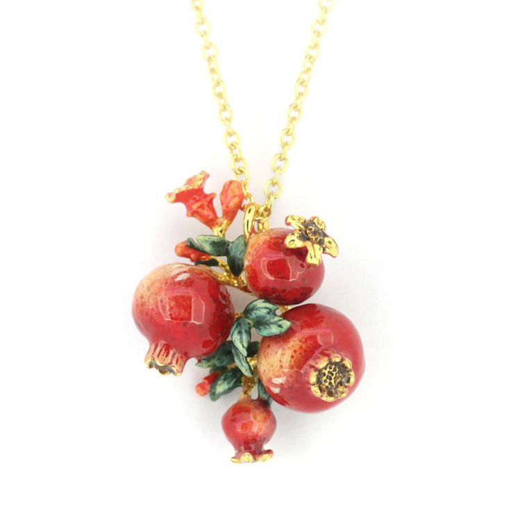 Add a touch of elegance and playfulness to your jewelry collection. This collection features a range of unique designs inspired by a fusion of fruits and delicate floral accents. Each piece is crafted with high-quality materials. Elevate your style with the perfect accessory to match any outfit. Poppy Flower Jewelry, Unique Gemstone Jewelry, Unique Jewelry Necklaces, Pomegranate Accessories, Fall Accessories Jewelry, Floral Necklaces, Cookie Necklace, Apple Jewelry, Pomegranate Necklace