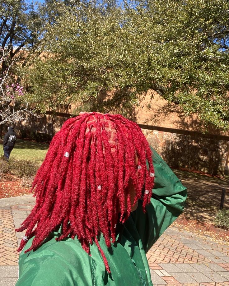 Red And Blonde Locs, Cherry Red Locs, Turquoise Locs, Deep Red Locs, Red Locs Black Women, Dark Red Locs, Red And Black Locs, Red Locs Black Women Dark Skin, Pink And Red Locs