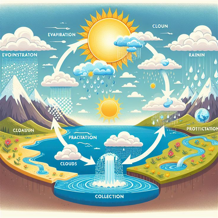 the water cycle is shown in this illustration