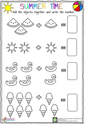 a printable worksheet for summer time with ice cream and watermelon