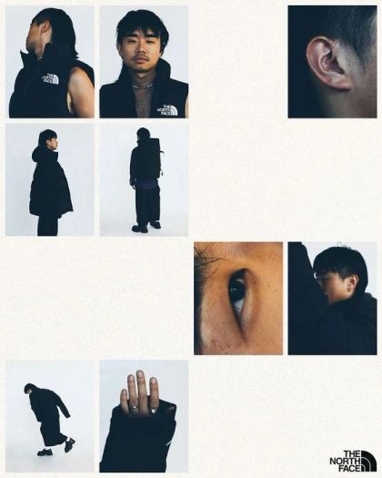 an advertisement for the north face with multiple images of men's eyes and hands