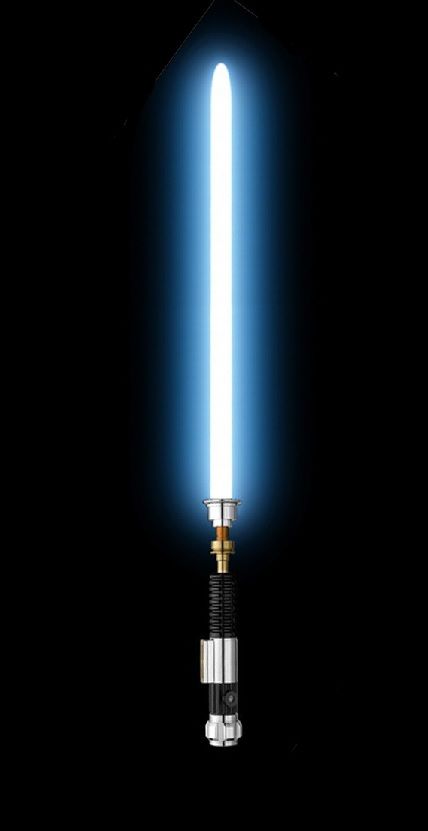 a light saber is lit up in the dark