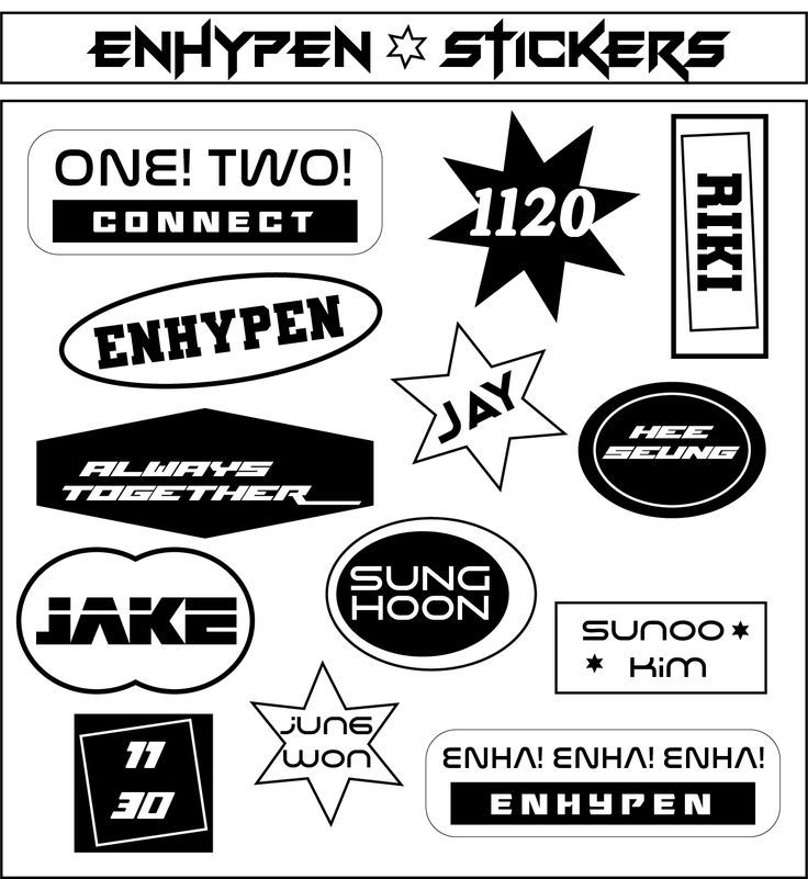 some stickers that are black and white