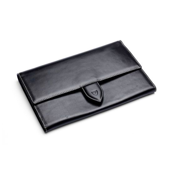 Deluxe Travel Wallet in Black | Aspinal of London Designer Travel Wallet In Envelope Shape, Designer Travel Envelope Wallet, Designer Envelope Wallet For Travel, Designer Travel Wallets With Interior Card Slots, Luxury Rectangular Travel Wallets, Elegant Business Bags With Coin Pocket, Luxury Travel Clutch Wallet, Designer Bifold Travel Wallet, Designer Trifold Wallet With Interior Card Slots For Business