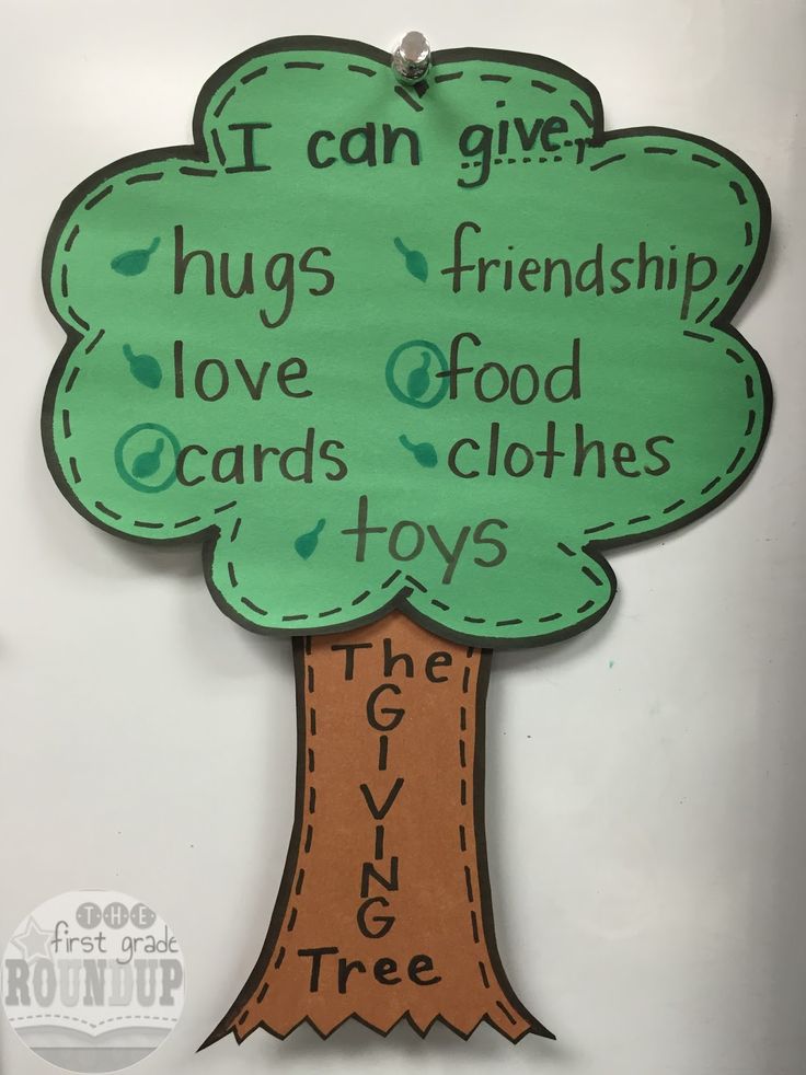 a green tree with words written on it and the word giving tree in different languages