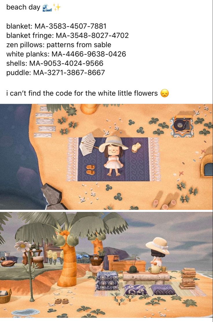 two screens showing the same scene in animal crossing, and one shows an island with palm trees