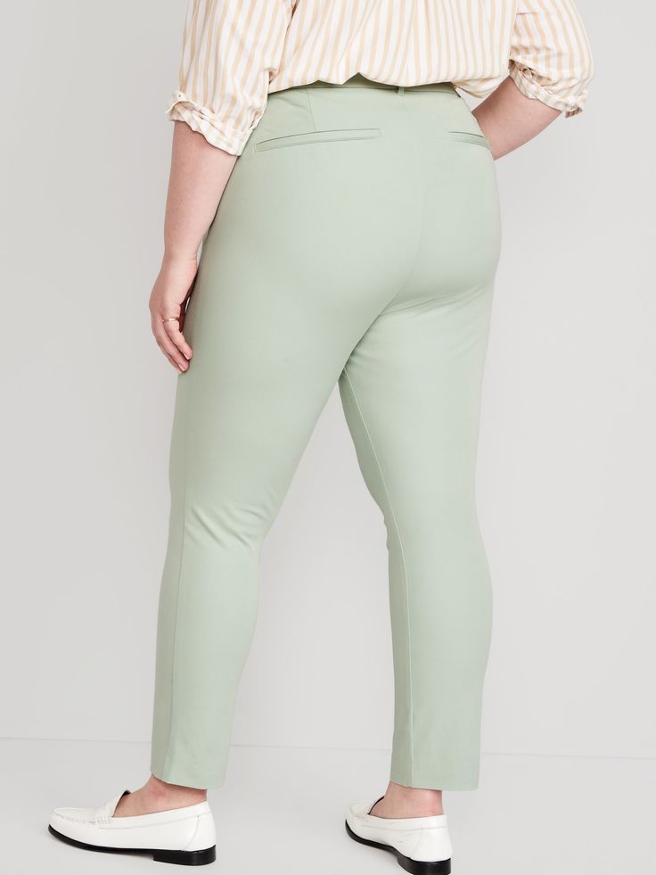 The Pixie pants you love, now in a more fabulous fit & fabric ✨ High-rise waistband, with hidden double hook-and-bar closure and interior button closure.  Hidden zip fly.  Diagonal pockets at front, with decorative welt faux pockets at back.  Smoot Fitted Mid-rise Pants With Belt Loops, Non-stretch Mid-rise Bottoms With Belt Loops, Spring Dress Pants With Belt Loops For Work, Spring Workwear Dress Pants With Belt Loops, Classic Elastane Pants For Spring, Stretch Dress Pants With Belt Loops, Classic Spring Elastane Pants, 4-way Stretch Dress Pants For Spring Workwear, Spring Office Elastane Pants