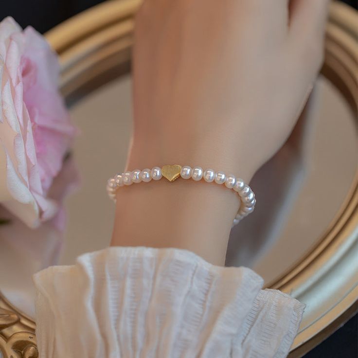 Natural Freshwater Pearl Bracelet Female - Dazpy Elastic Rope, Freshwater Pearl Bracelet, Hand Jewelry, Heart Beads, Pendant Bracelet, Adjustable Bracelet, Bracelet Sizes, Pearl Bracelet, Pearl Beads